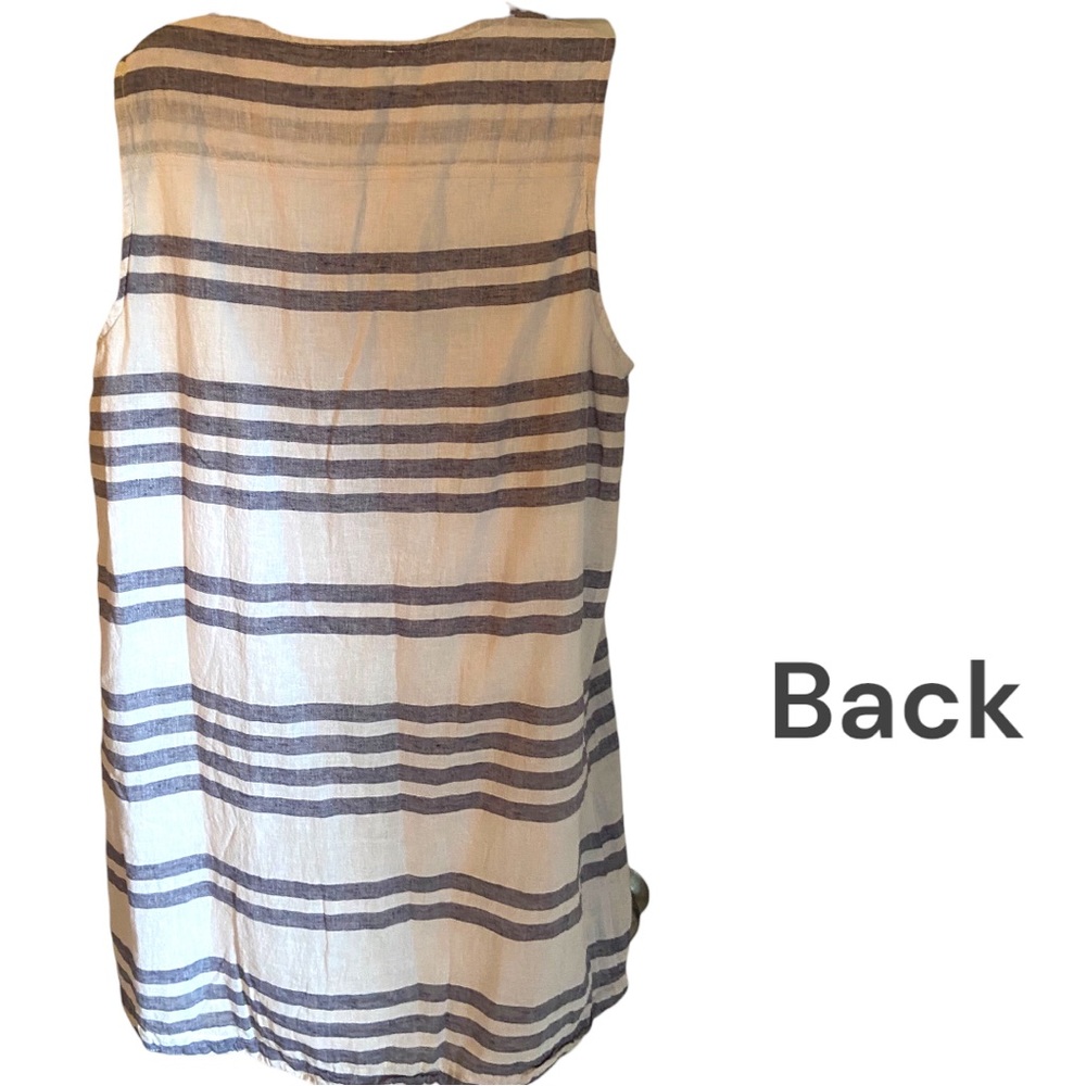 BeachLunchLounge Striped Linen Dress Grey/White XL - Picture 3 of 9